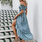 Ladies Chiffon One-shoulder Casual Floral Split Dress