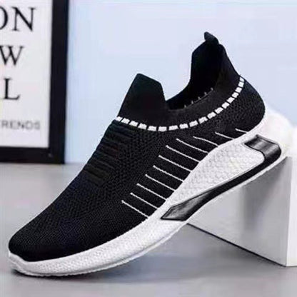 Zapatos tipo calcetín de malla de moda con diseño de rayas para hombre, zapatillas deportivas transpirables para exteriores, zapatillas deportivas ligeras para correr