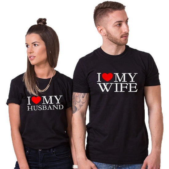 Wife Husband Men And Women Couple Suit Plus Size Loose Short Sleeves