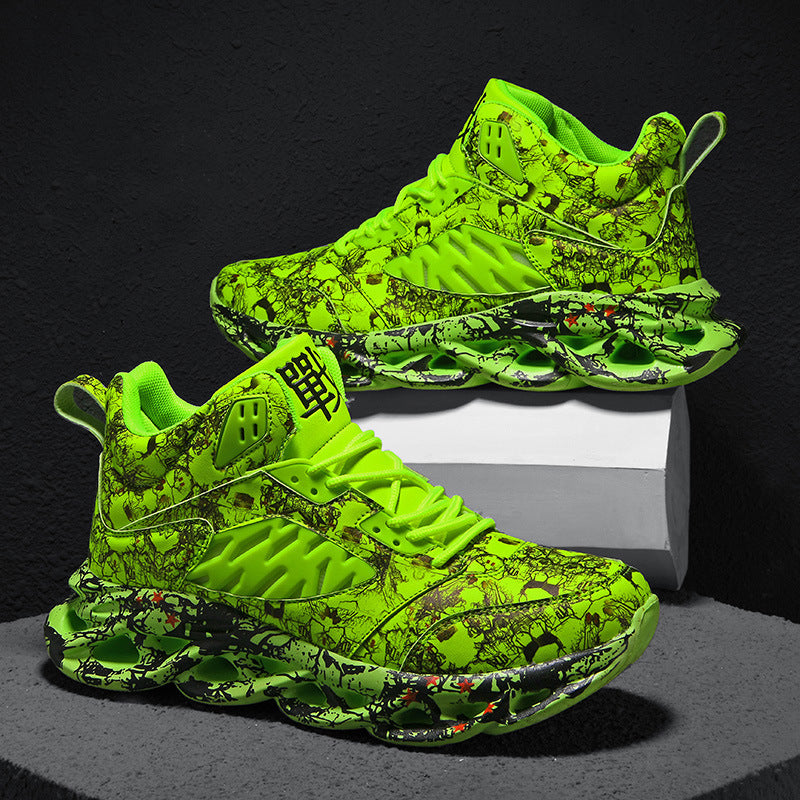 Basketball shoes men trend camouflage graffiti hand drawn