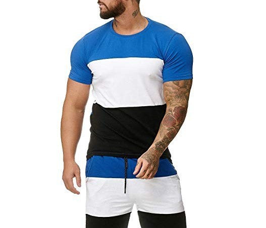 Camiseta de manga corta a juego con colores para deportes al aire libre y ocio para hombre