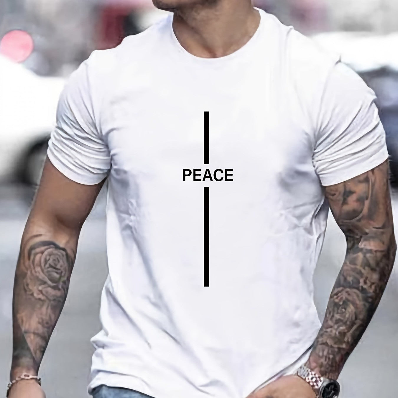 T Shirt With Peace Print Short