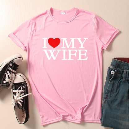 Wife Husband Men And Women Couple Suit Plus Size Loose Short Sleeves