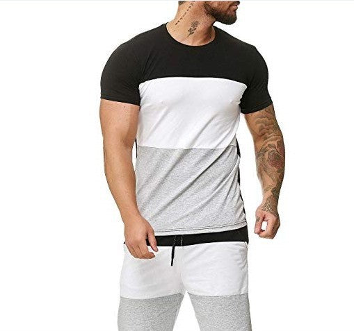 Camiseta de manga corta a juego con colores para deportes al aire libre y ocio para hombre