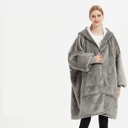 Plus Size Robe Winter Wearable Blanket Sweatshirt Women Men Warm And Cozy Giant Blanket Hoodie Home Clothes