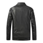 Chaqueta de cuero para motocicleta para hombre Chaqueta de cuero informal con solapa delgada