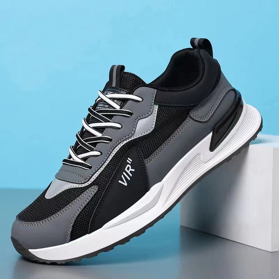 Zapatos de malla con bloques de colores para hombre, zapatillas de deporte casuales a la moda con cordones, zapatillas deportivas transpirables para correr al aire libre