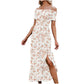 Ladies Chiffon One-shoulder Casual Floral Split Dress