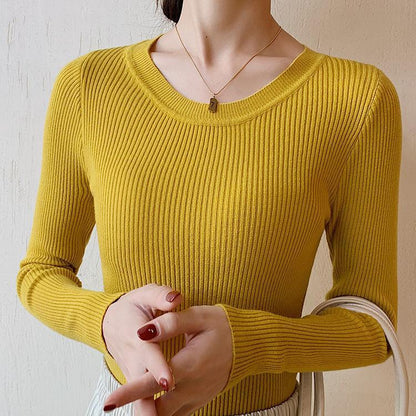 Long Sleeve All-matching Slim Fit Skinny Knitted Top