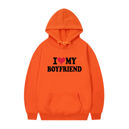 I Love My Boyfriend Print Hoodie Sweatshirt Pullover