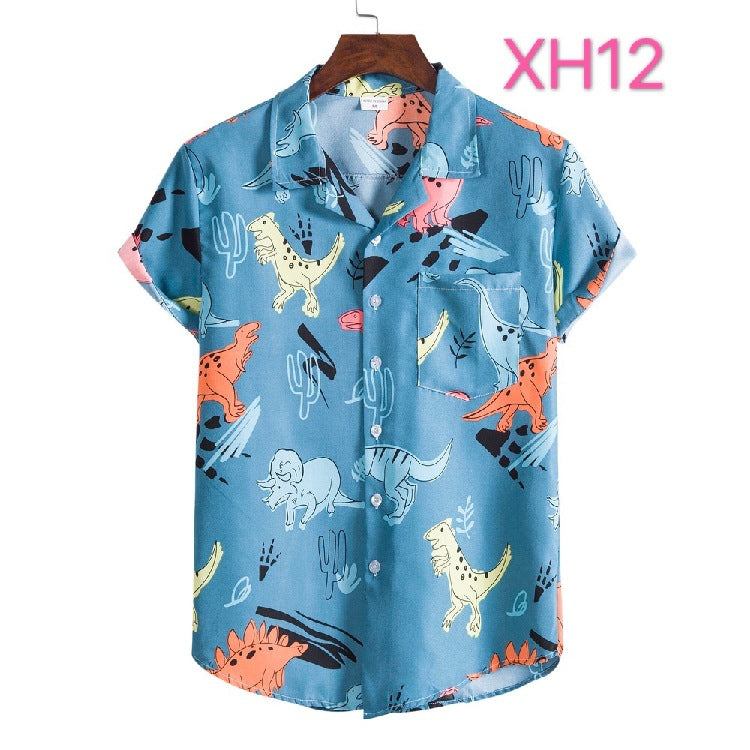 Casual Men's Clothing Shirt Hawaiian Beach Style Suit Collar Short Sleeve