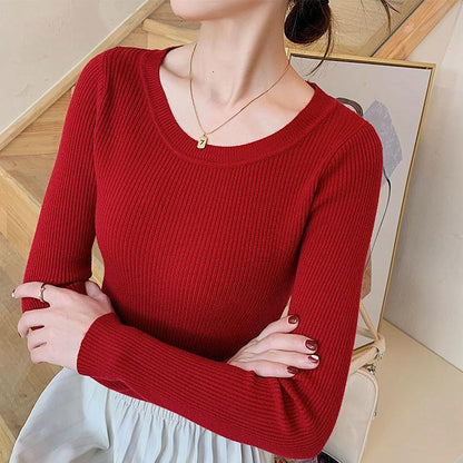 Long Sleeve All-matching Slim Fit Skinny Knitted Top