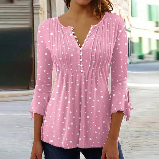 Blusa interior de manga larga con cuello en V y estampado 3D de moda para mujer