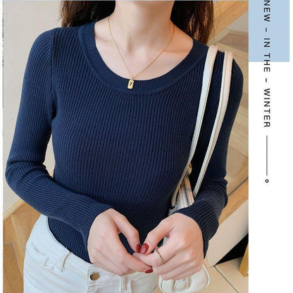 Long Sleeve All-matching Slim Fit Skinny Knitted Top