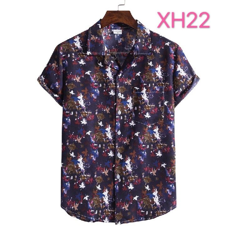 Casual Men's Clothing Shirt Hawaiian Beach Style Suit Collar Short Sleeve