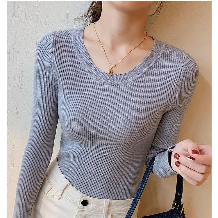 Long Sleeve All-matching Slim Fit Skinny Knitted Top