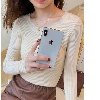 Long Sleeve All-matching Slim Fit Skinny Knitted Top