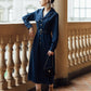 Retro Suit Collar Single Row Mid-Length Denim Dress