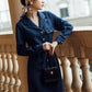 Retro Suit Collar Single Row Mid-Length Denim Dress