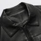 Chaqueta de cuero para motocicleta para hombre Chaqueta de cuero informal con solapa delgada