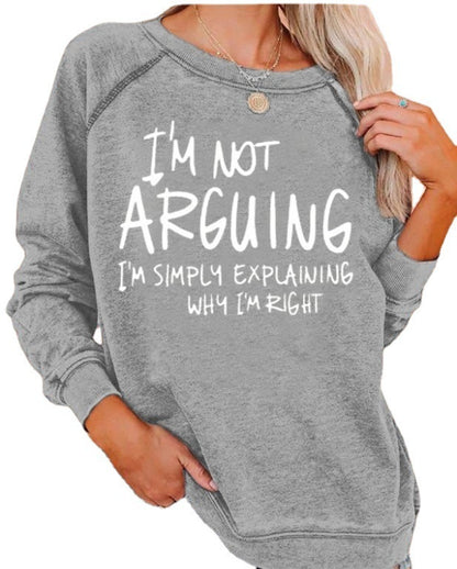 English Printed Casual Sweatshirt Loose Sweatshirt