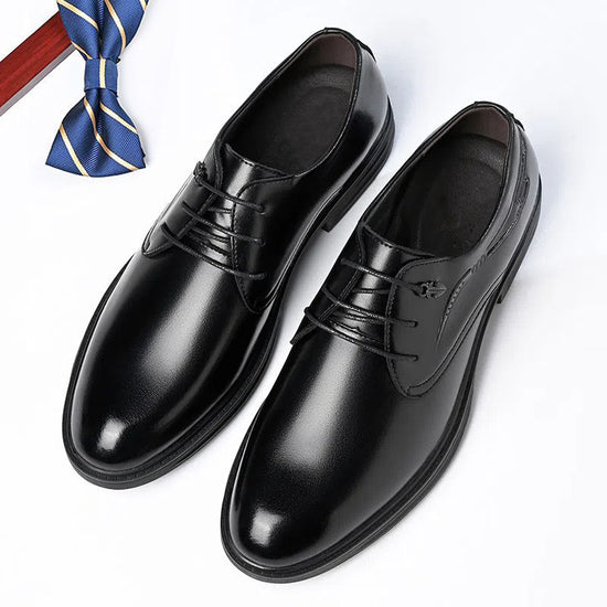 Zapatos de cuero de negocios para hombres Zapatos casuales negros de piel de vaca genuina para hombres Zapatos formales de moda coreana