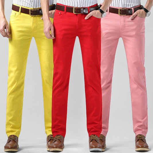 Slim Fit Straight Men's Personality Colored All-matching Stretch Casual Pants